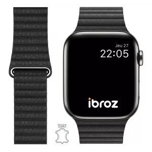 Bracelet Ibroz Apple Watch Cuir Loop 384041mm noir